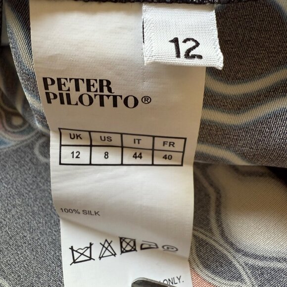 Peter Pilotto Size 8 Black Geometric Silk Short Sleeve Mini Shift Dress - Picture 4 of 16